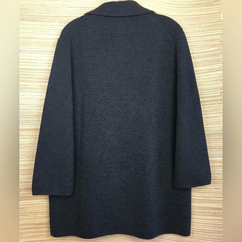 J.CREW Open-Front Merino Wool Blazer Sweater Jacket In Charcoal Size L - Picture 7 of 12